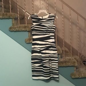 Black and white striped pencil dress